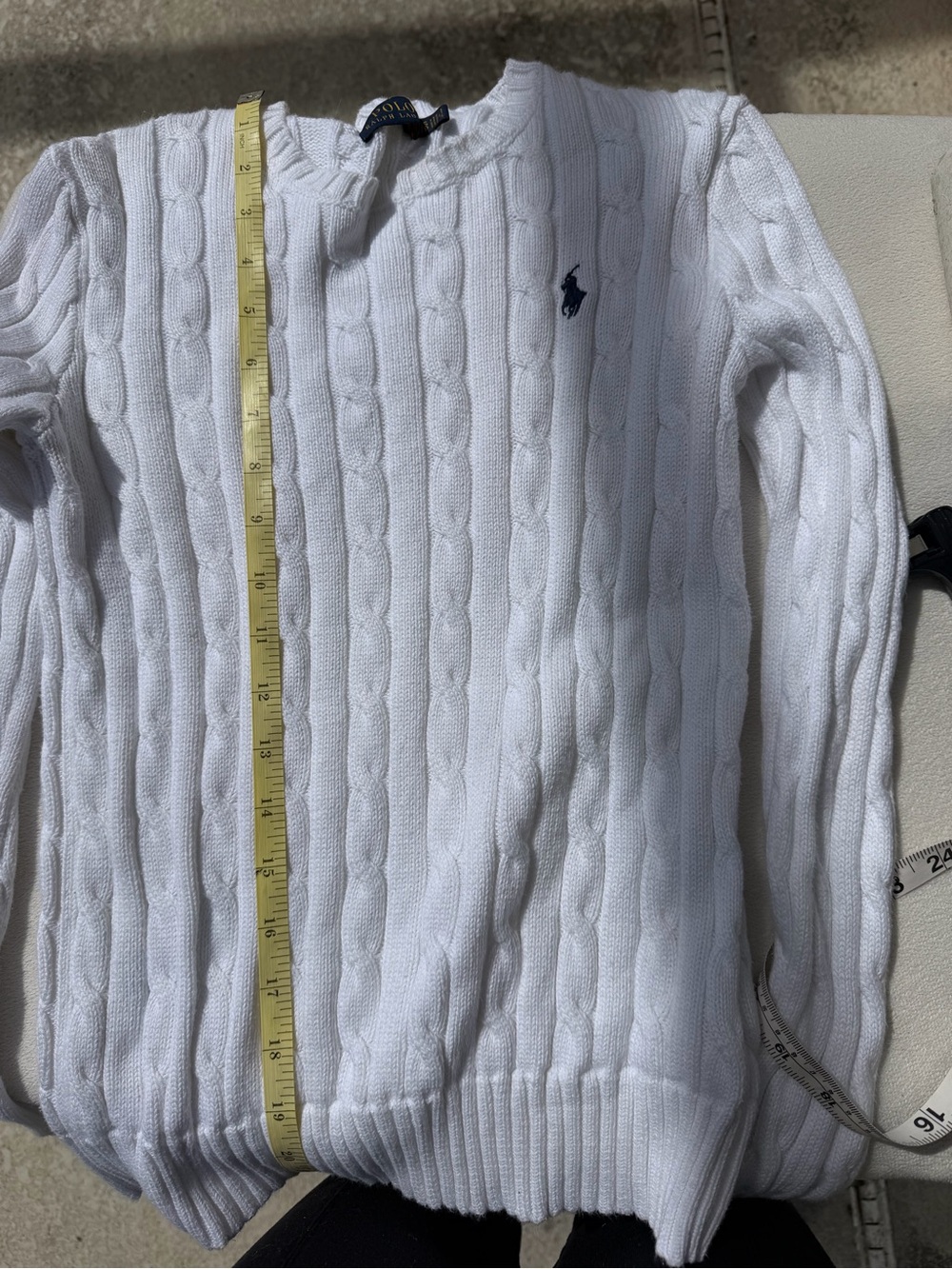 Ralph Lauren White Cable-Knit Crewneck Sweater - Picture 4 of 5